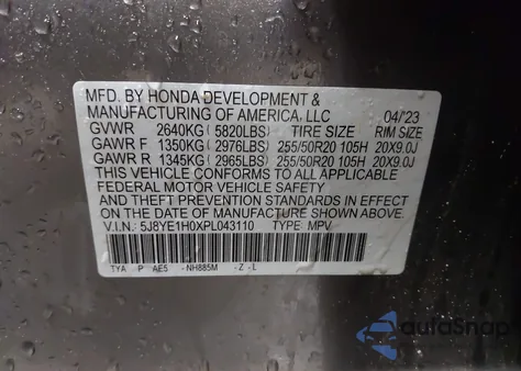 2023 Acura Mdx A-Spec from USA, damaged, VIN 5J8YE1H0XPL043110